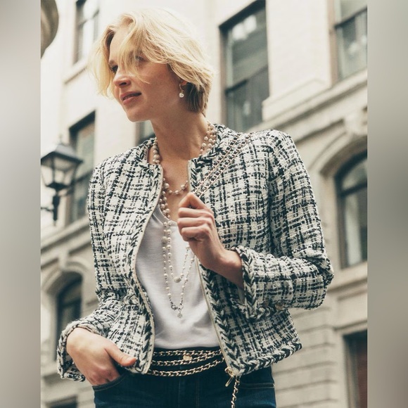NWT WHBM Braided Trim Tweed Jacket - Picture 1 of 6